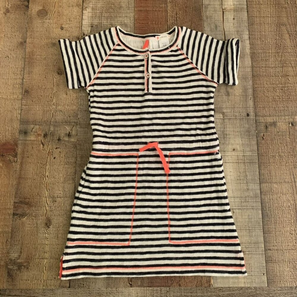 Crewcuts girls size 5 black and white striped with neon accents